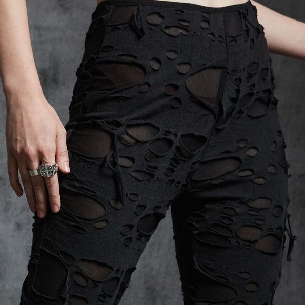 Black Ripped Emo Flare Pants