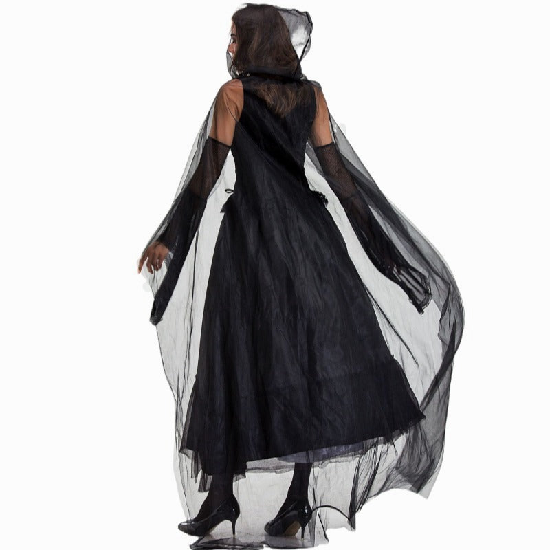 Halloween Witch Ghost Bride Maxi Dress Set