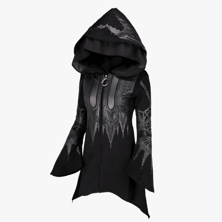 Long Cathedral Hoodie with Bell Sleeve