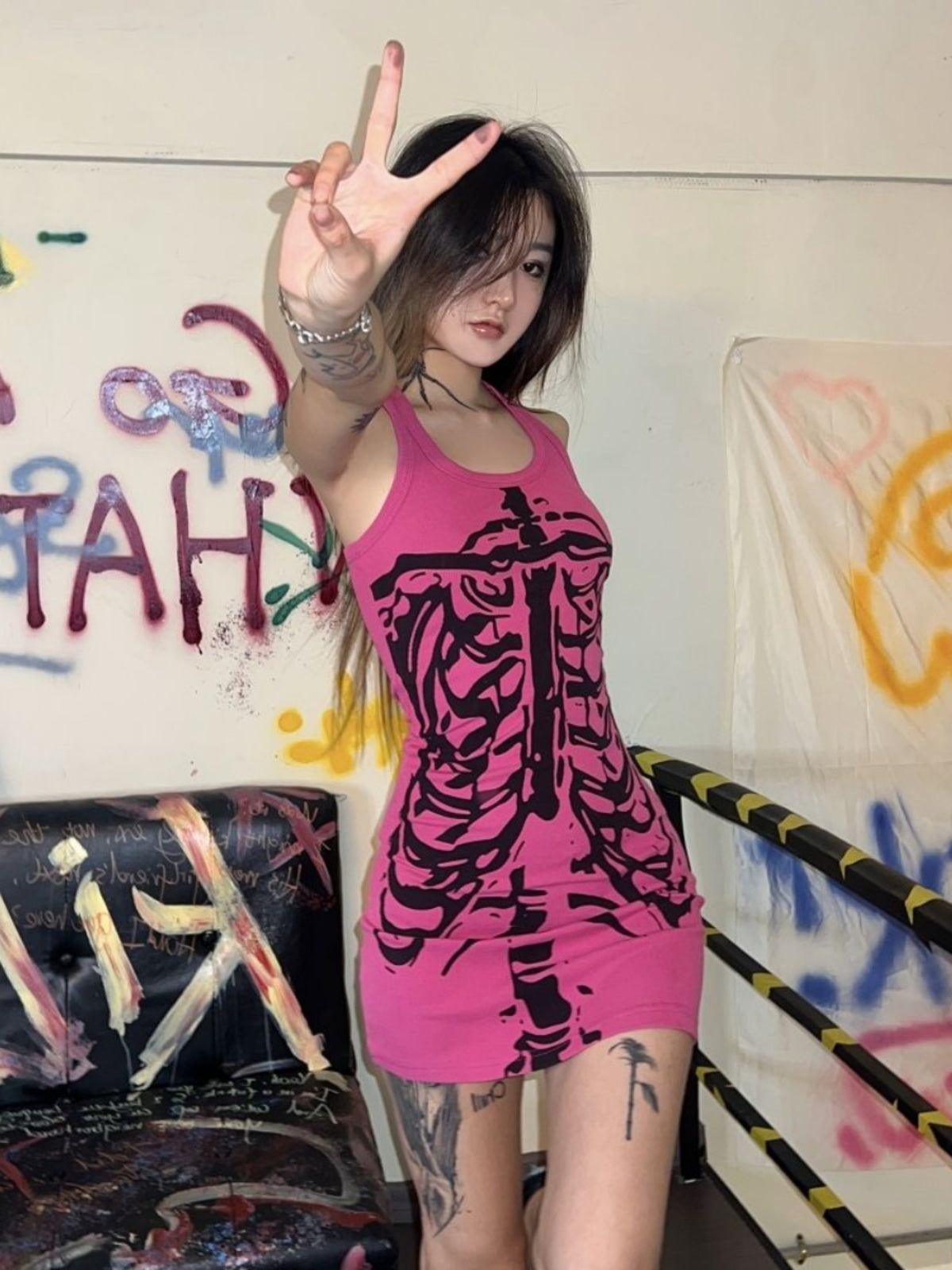 Sexy Tight Pastel Goth Tank Dress
