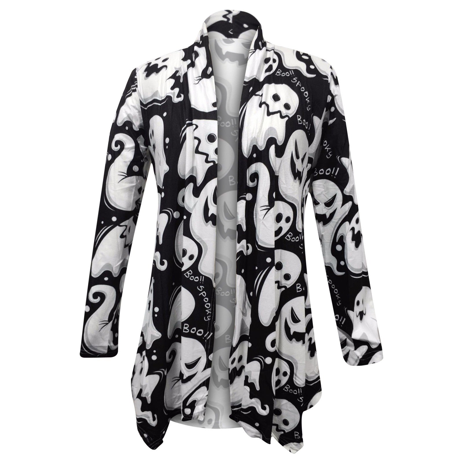 Women's Halloween Goth Print Cardigan Coat