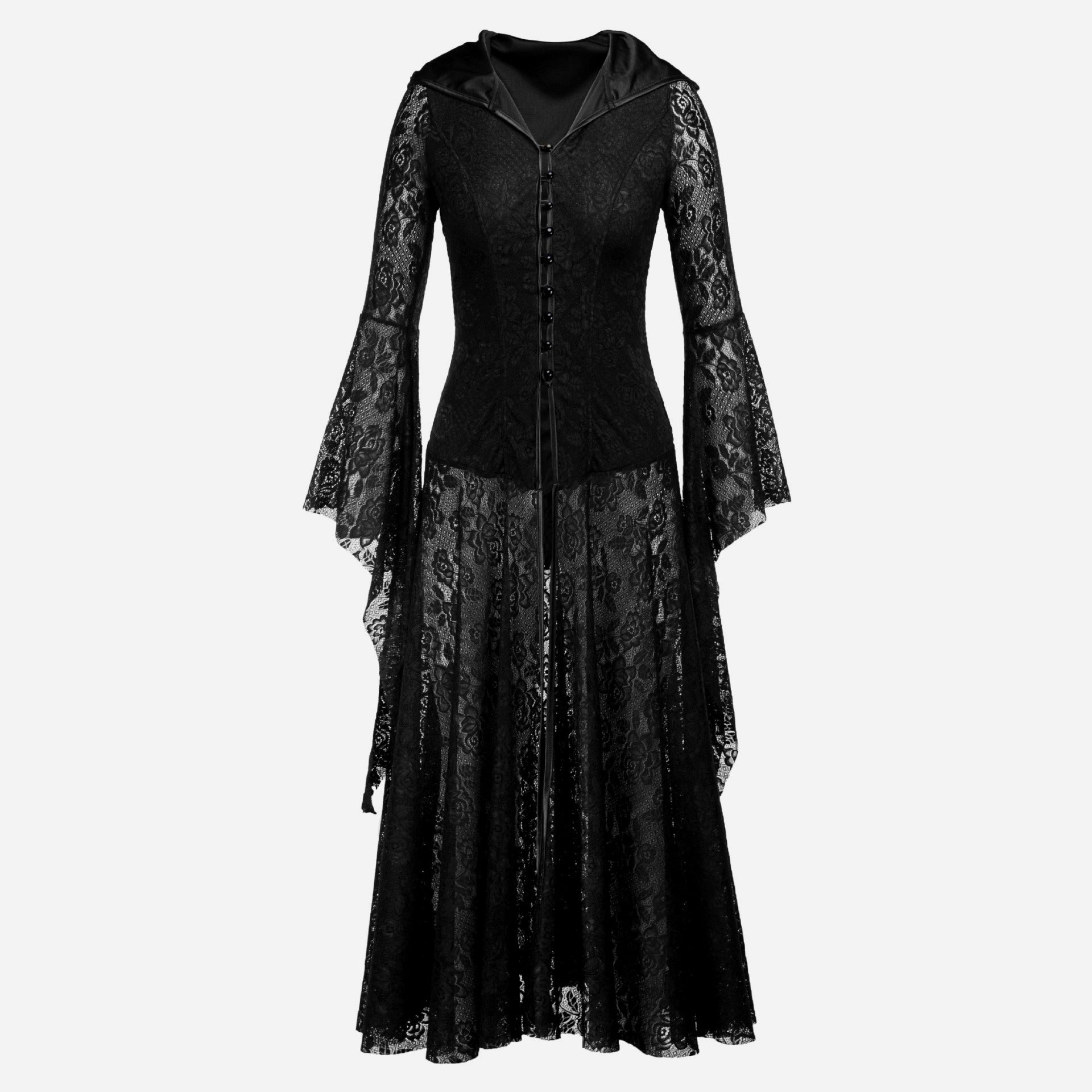 Womens Black Lace Medieval Renaissance Dress